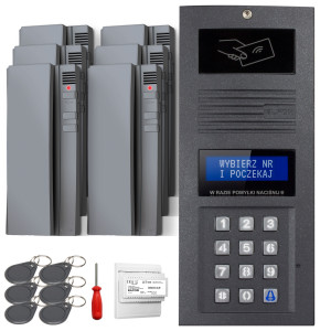 Zestaw domofonowy cyfrowy ELFON OP-255R-G Grafit Podtynkowy, 6x OP-U7-S Szary