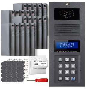Zestaw domofonowy cyfrowy ELFON OP-255R-G Grafit Podtynkowy, 20x OP-U7-S Szary