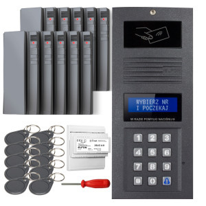 Zestaw domofonowy cyfrowy ELFON OP-255R-G Grafit Podtynkowy, 10x OP-U7/3-S Szary