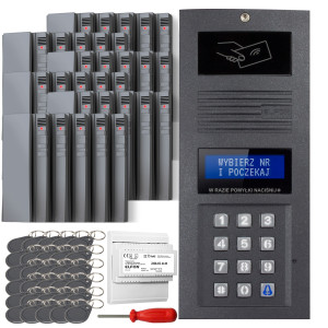 Zestaw domofonowy cyfrowy ELFON OP-255R-G Grafit Podtynkowy, 30x OP-U7/3-S Szary