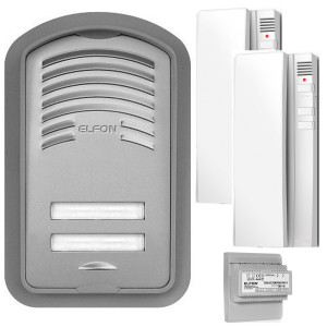 Zestaw domofonowy ELFON KEN-2 Srebrny, 2x Unifon A-U1 Biały, Zasilacz EWD-10