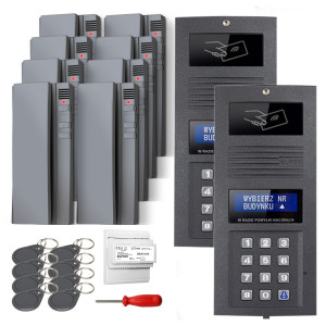 Zestaw domofonowy cyfrowy ELFON 2x OP-SL255R-G Grafit Podtynkowy, 8x OP-U7-S Szary