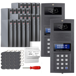 Zestaw domofonowy cyfrowy ELFON 2x OP-SL255R-G Grafit Podtynkowy, 20x OP-U7-S Szary