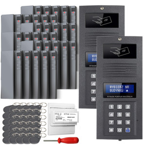 Zestaw domofonowy cyfrowy ELFON 2x OP-SL255R-G Grafit Podtynkowy, 30x OP-U7-S Szary