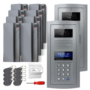 Zestaw domofonowy cyfrowy ELFON 2x OP-SL255R-P Popielaty Natynkowy, 8x OP-U7 Szary