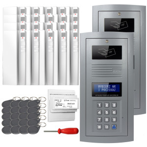 Zestaw domofonowy cyfrowy ELFON 2x OP-SL255R-P Popielaty Natynkowy, 20x OP-U7 Biały