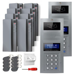 Zestaw domofonowy cyfrowy ELFON 2x OP-SL255R-P Popielaty Podtynkowy, 8x OP-U7 Szary