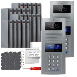 Zestaw domofonowy cyfrowy ELFON 2x OP-SL255R-P Popielaty Podtynkowy, 20x OP-U7 Szary