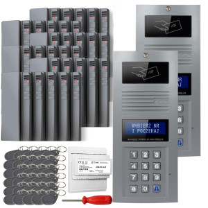 Zestaw domofonowy cyfrowy ELFON 2x OP-SL255R-P Popielaty Podtynkowy, 30x OP-U7 Szary