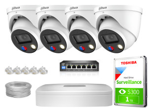 Zestaw do monitoringu Dahua 4x IPC-HDW3549H-AS-PV-0280B-S4 5Mpx, 0.003 Lux, IR30m, WDR