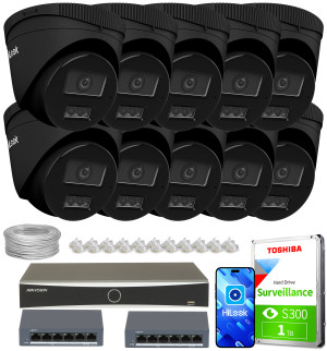 Zestaw do monitoringu 10x IPCAM-T4-30DL Black 4Mpx Dual-Light 30m HiLook by Hikvision