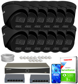 Zestaw do monitoringu 12x IPCAM-T4-30DL Black 4Mpx Dual-Light 30m HiLook by Hikvision
