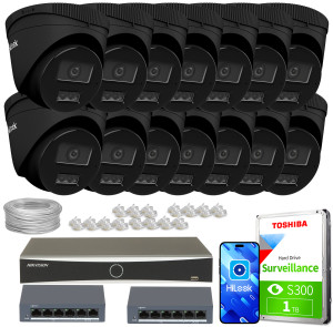 Zestaw do monitoringu 14x IPCAM-T4-30DL Black 4Mpx Dual-Light 30m HiLook by Hikvision