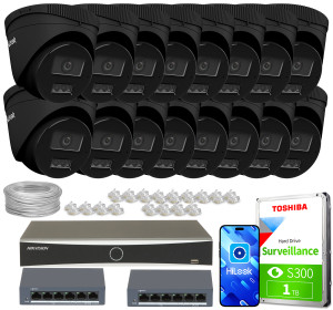 Zestaw do monitoringu 16x IPCAM-T4-30DL Black 4Mpx Dual-Light 30m HiLook by Hikvision