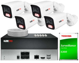 Zestaw do monitoringu KEEYO 4x LV-V-IP8M25TF-E, 4K, IR25m