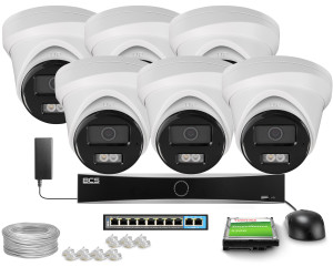 Zestaw do monitoringu 6x BCS-V-EIP16FSR3L3(2) 6Mpx, SkyLight, NightColor, IR 30m, PoE