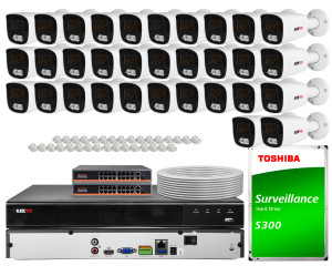 Zestaw do monitoringu IP KEEYO 32x LV-V-IP8M25TF-DL 8Mpx, podwójne oświetlenie