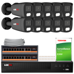 Zestaw do monitoringu KEEYO 10x LV-V-IP5M40TF-DL-G 5Mpx, hybrydowe doświetlenie IR/LED