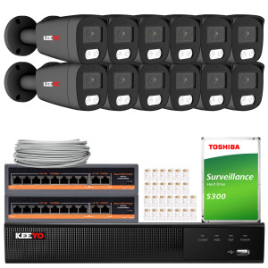 Zestaw do monitoringu KEEYO 12x LV-V-IP8M40TF-DL-G 8Mpx, hybrydowe doświetlenie IR/LED