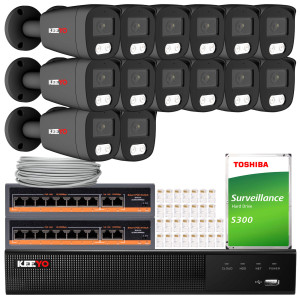 Zestaw do monitoringu KEEYO 14x LV-V-IP8M40TF-DL-G 8Mpx, hybrydowe doświetlenie IR/LED