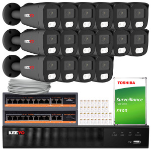 Zestaw do monitoringu KEEYO 16x LV-V-IP5M40TF-DL-G 5Mpx, hybrydowe doświetlenie IR/LED