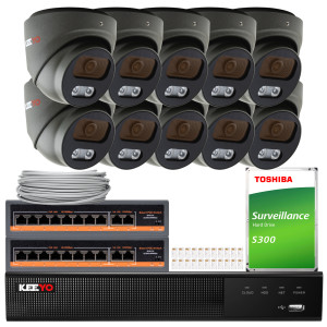 Zestaw do monitoringu KEEYO 10x LV-V-IP5M40DF-DL-G 5Mpx, hybrydowe doświetlenie IR/LED