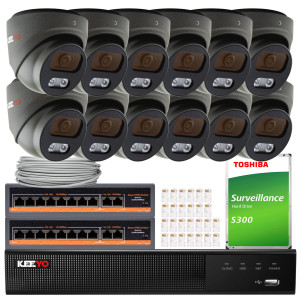 Zestaw do monitoringu KEEYO 12x LV-V-IP8M40DF-DL-G 8Mpx, hybrydowe doświetlenie IR/LED