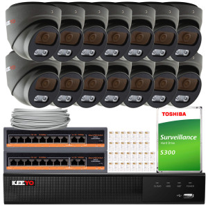 Zestaw do monitoringu KEEYO 14x LV-V-IP8M40DF-DL-G 8Mpx, hybrydowe doświetlenie IR/LED
