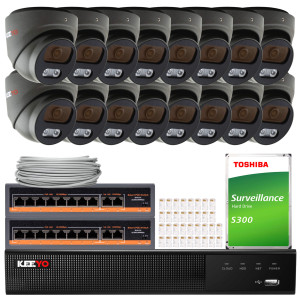 Zestaw do monitoringu KEEYO 16x LV-V-IP5M40DF-DL-G 5Mpx, hybrydowe doświetlenie IR/LED