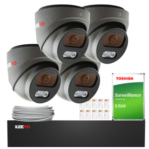 Zestaw do monitoringu KEEYO 4x LV-V-IP8M40DF-DL-G 8Mpx, hybrydowe doświetlenie IR/LED