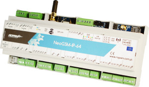 Centrala alarmowa Ropam NeoGSM-IP-64-D12M z modułem GSM i WiFi, obudowa DIN