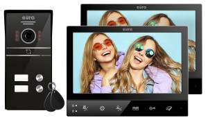 Outlet: Wideodomofon EURA VDP-80C5 dwurodzinny, Czarny, LCD 7'', FHD, 2 wejścia, Czytnik