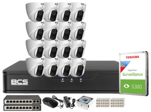 Zestaw do monitoringu 16x BCS-P-EIP15FSR3 5Mpx IR 30m Starlight 1TB