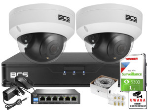 Monitoring firmy sklepu domu H.265+ BCS Point 2x Kamera BCS-P-DIP15FSR3 1TB