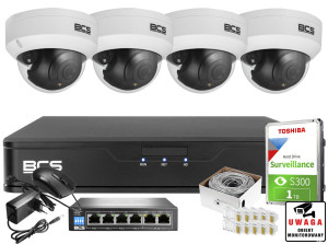 Monitoring firmy sklepu domu H.265+ BCS Point 4x Kamera BCS-P-DIP15FSR3 1TB