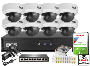 Monitoring firmy sklepu domu H.265+ BCS Point 8x Kamera BCS-P-DIP15FSR3 1TB