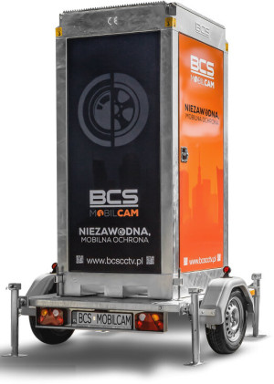 Mobilna wieża monitoringu BCS MOBILCAM P750 z systemem CCTV i lekką przyczepą