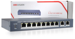 Switch 10-portowy DS-3E0310P-E/M Hikvision dla 8 kamer IP
