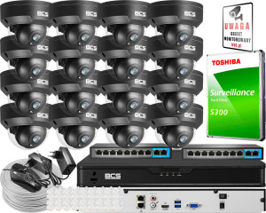 Zestaw do monitoringu 16x BCS-P-DIP25FSR3-Ai2-G 5Mpx IK10 IR 30m, Starlight, audio, wandaloodporna