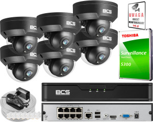 Zestaw do monitoringu 6x BCS-P-DIP25FSR3-Ai2-G 5Mpx IK10 IR 30m, Starlight, audio, wandaloodporna