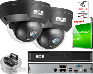 Zestaw do monitoringu 2x BCS-P-DIP25FSR3-Ai2-G 5Mpx IK10 IR 30m, Starlight, Audio, Wandaloodporna