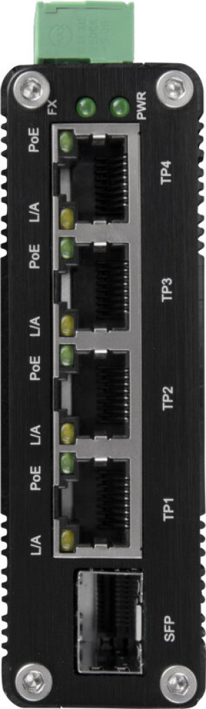 4 portowy przemysłowy switch PoE na szynę DIN BCS-ISP04G01G