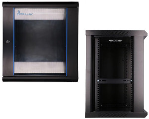Szafa RACK Extralink 12U do złożenia 600x450 montowana na ścianie Czarna