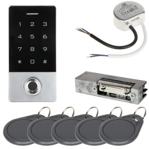 Zestaw kontroli dostępu ATLO-KRMF-511, zasilacz, elektrozaczep, karty dostępu