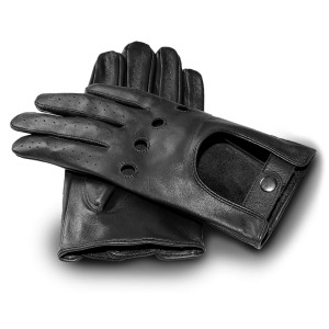 Męskie skórzane rękawiczki samochodowe touchscreen naturalna skóra do smartfona do auta motoryzacyjne czarne S | Driver Gloves