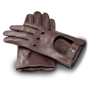 Męskie skórzane rękawiczki samochodowe touchscreen naturalna skóra do smartfona do auta motoryzacyjne brązowe L | Driver Gloves