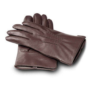 Męskie skórzane rękawiczki zimowe touchscreen z podszewką z kaszmiru ocieplane naturalna skóra smartfon brązowe S | Classic Gloves