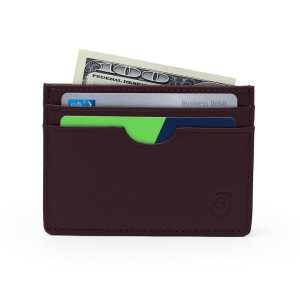 Męski skórzany elegancki portfel slim etui na karty wizytówki naturalna skóra brązowy | Cardholder