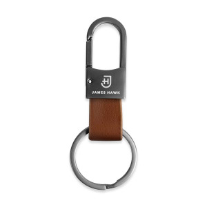 Skórzany brelok do kluczy z metalowym karabińczykiem breloczek naturalna skóra brązowy | Keychain
