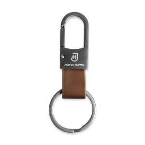 Skórzany brelok do kluczy z metalowym karabińczykiem breloczek naturalna skóra jasnobrązowy | Keychain